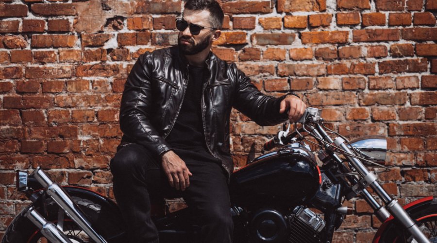 An Old-looking Black leather Biker Vest Jacket For Men
